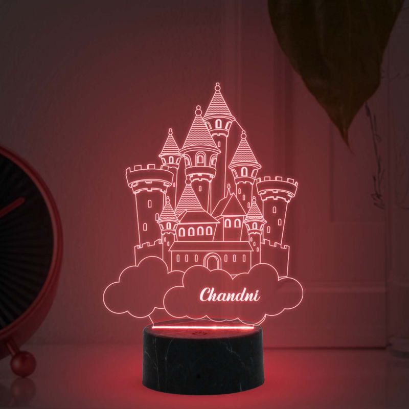 3D Illusion Princess House Night lamp with Automatic Color Changing Light Customized with Name Gift for Children Girls